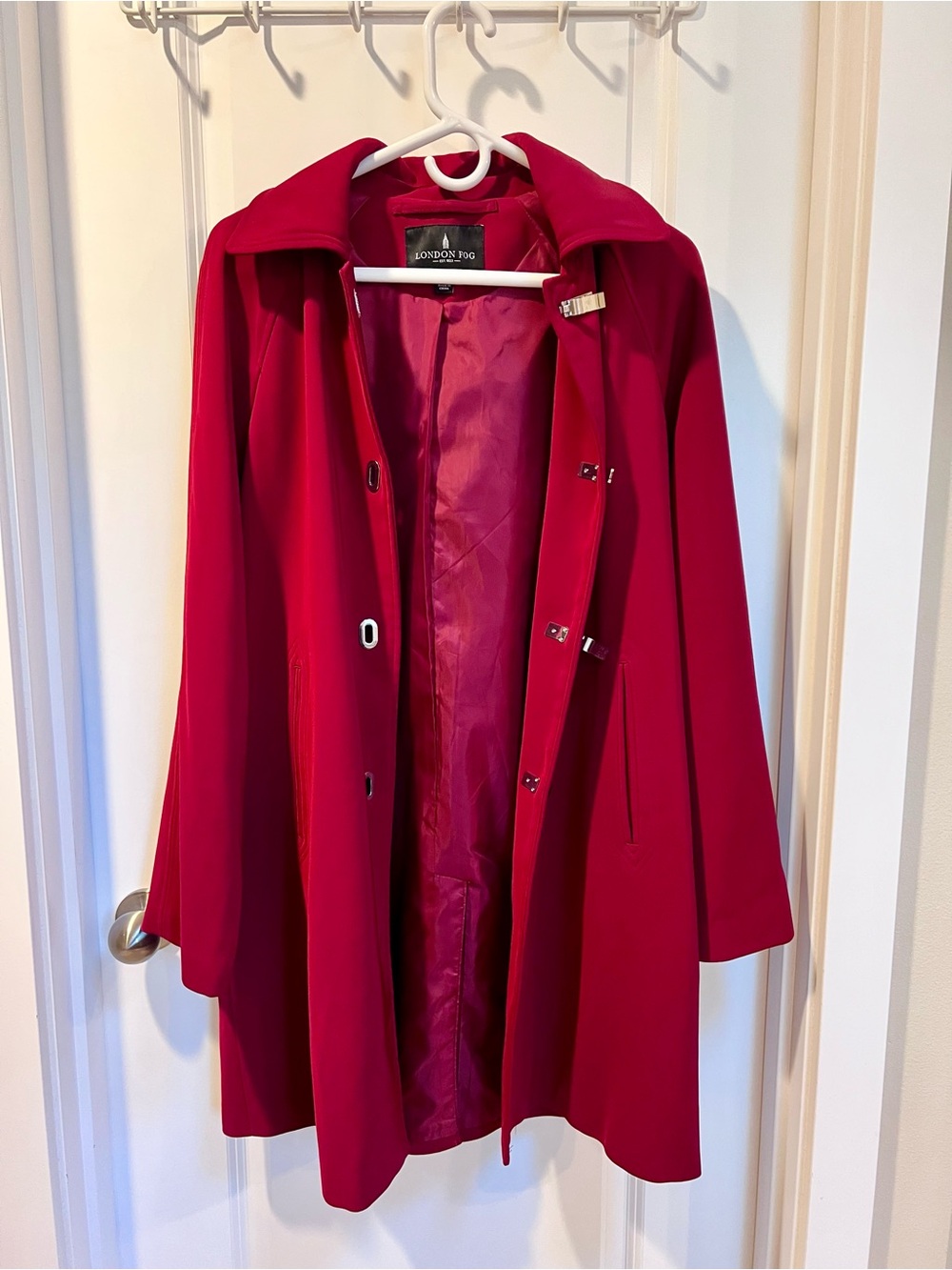 Vintage London Fog Women's Crimson Red Toggle Coat - Picture 2 of 7